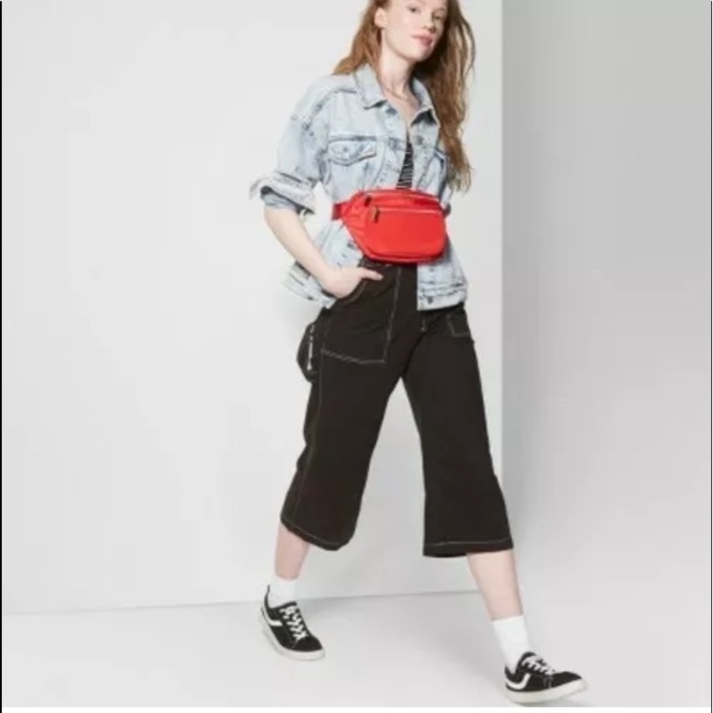Wild Fable Belted Contrast Stitch Wide Leg Pants